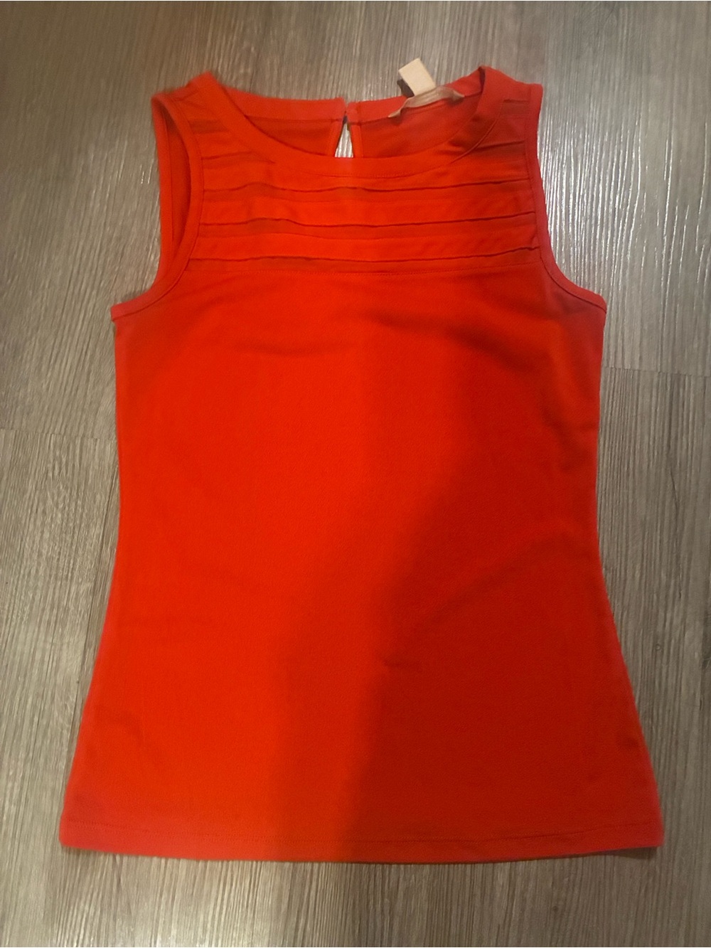 Banana Republic Bright Orange Sleeveless Pleated Yoke Top
